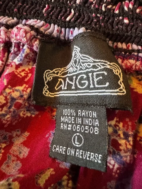 Angie Boho Floral Button-Front Maxi Skirt Rayon Large - Picture 7 of 7